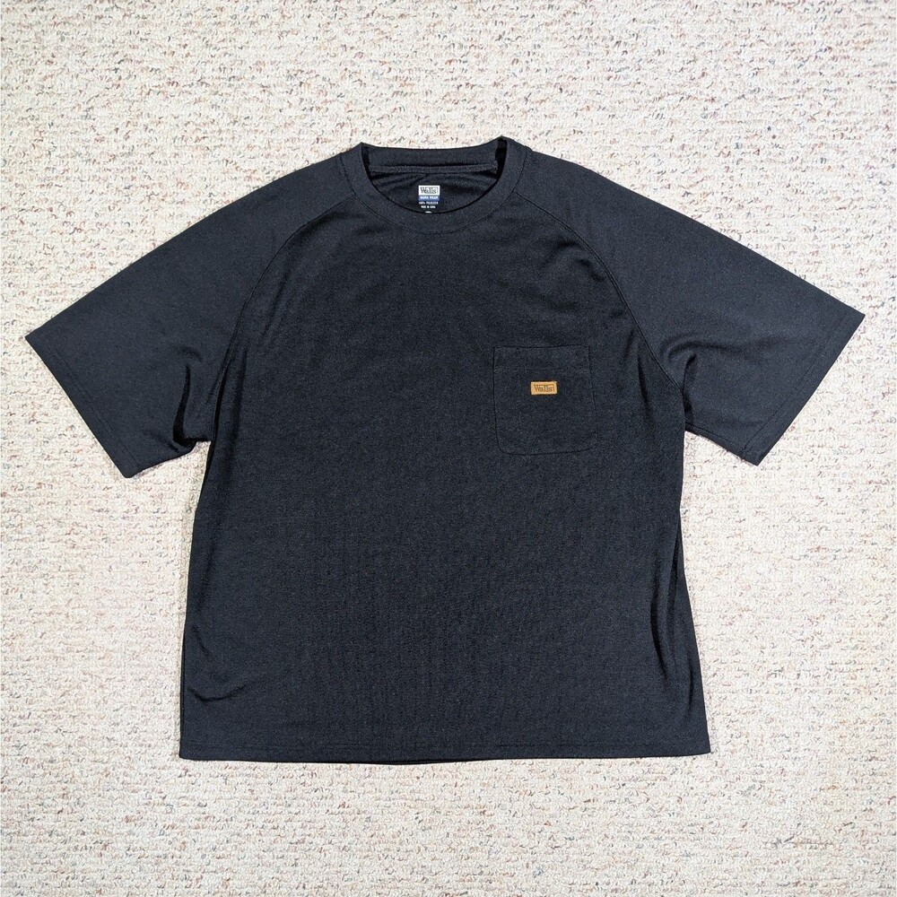 Walls Work Wear Shirt Mens 2X Black Pocket Short Sleeve 100% Polyester